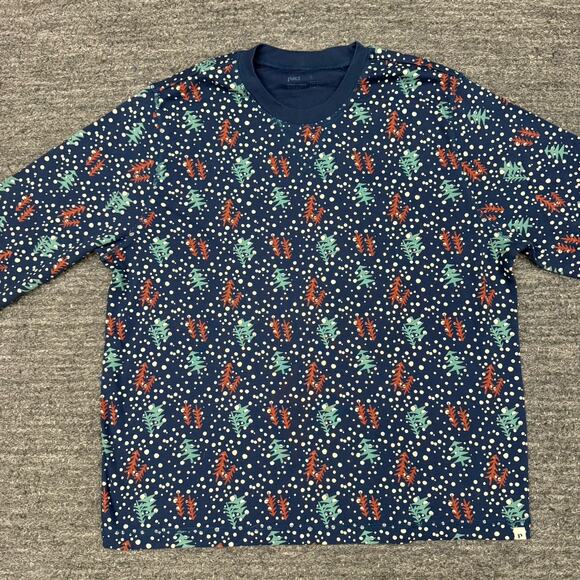 Pact Organic Pajama Set Women XL Navy Blue Top Bottom Tree Christmas Holiday - Picture 14 of 16